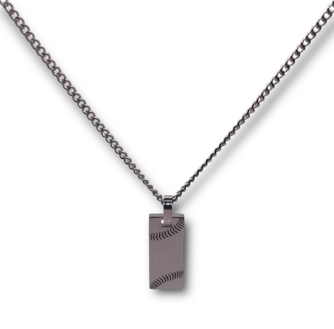 Thin Baseball/Softball Rectangle Necklace