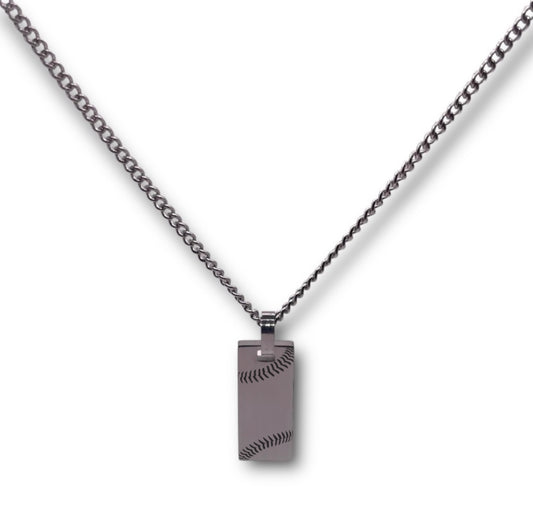 Thin Baseball/Softball Rectangle Necklace