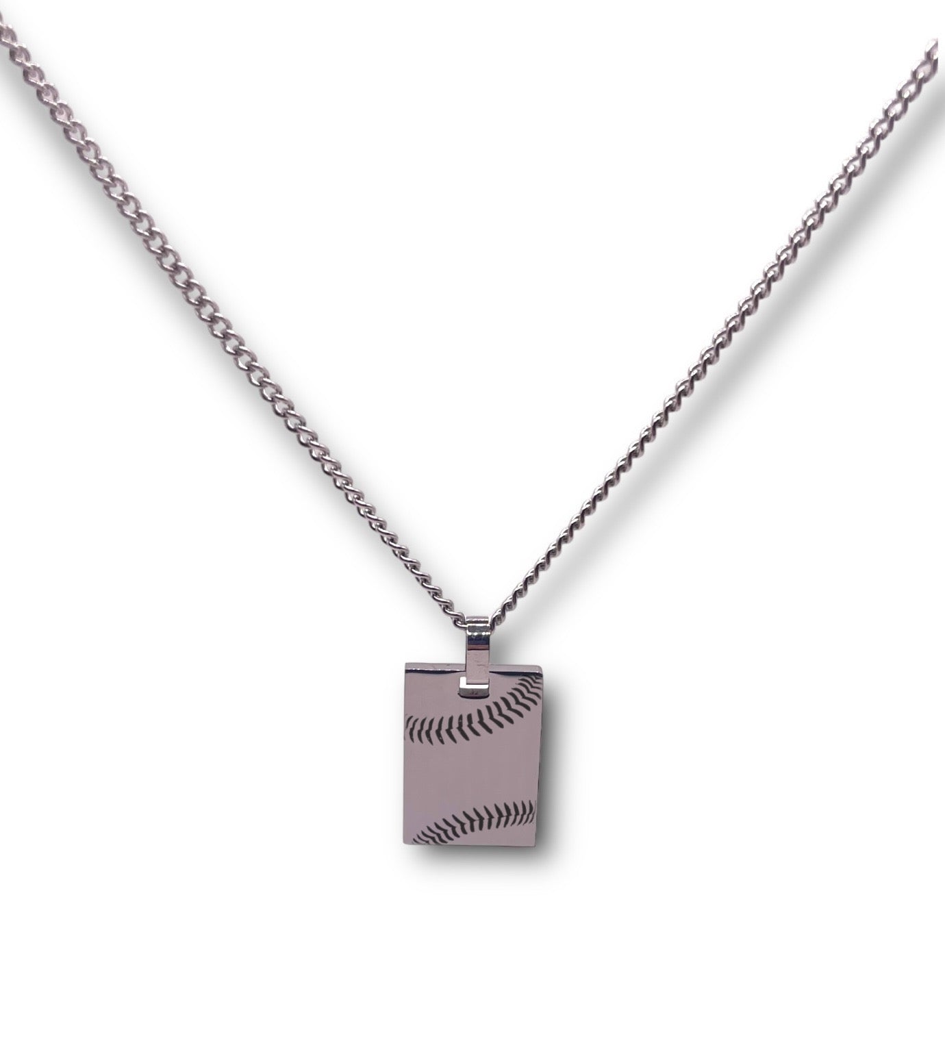 Baseball/Softball Rectangle Plated Necklace