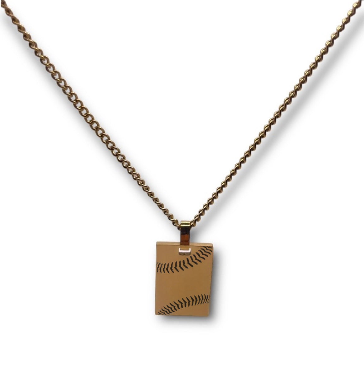 Baseball/Softball Rectangle Plated Necklace